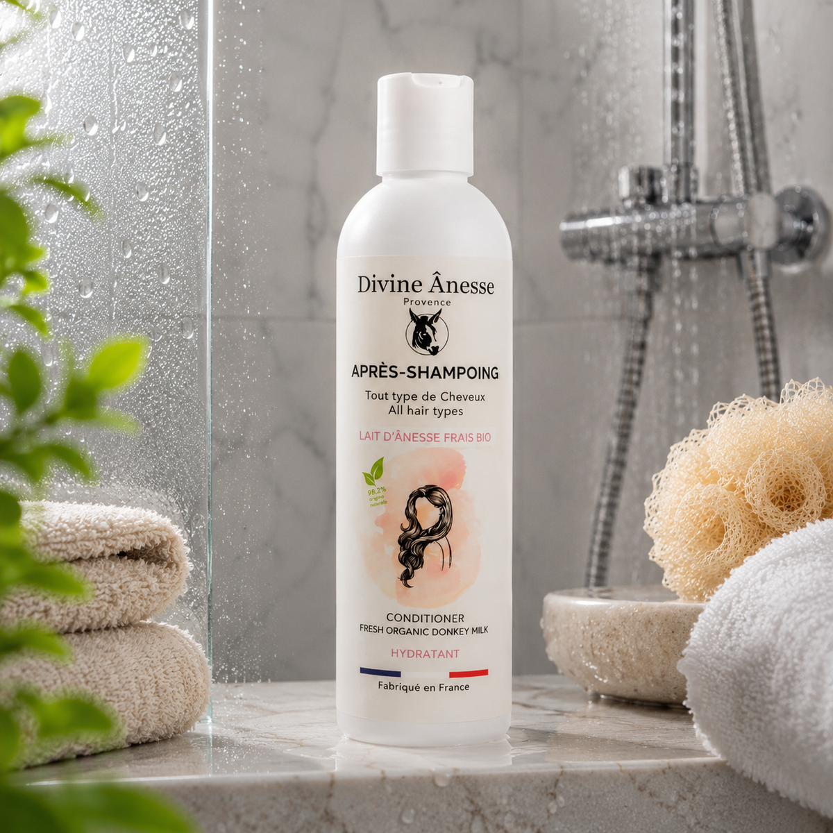 Après-Shampoing au lait d'ânesse frais et biologique