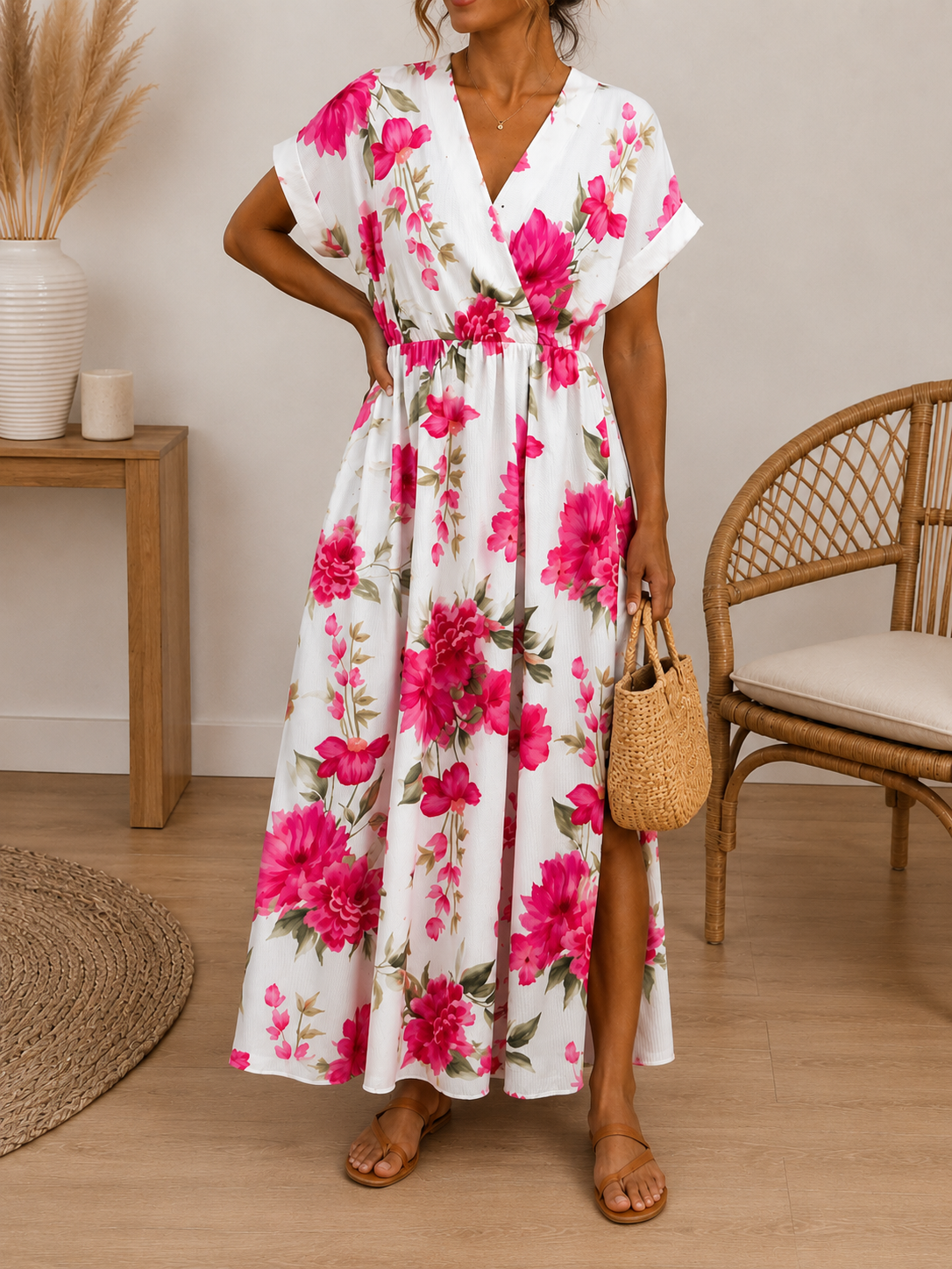 Robe longue à motifs