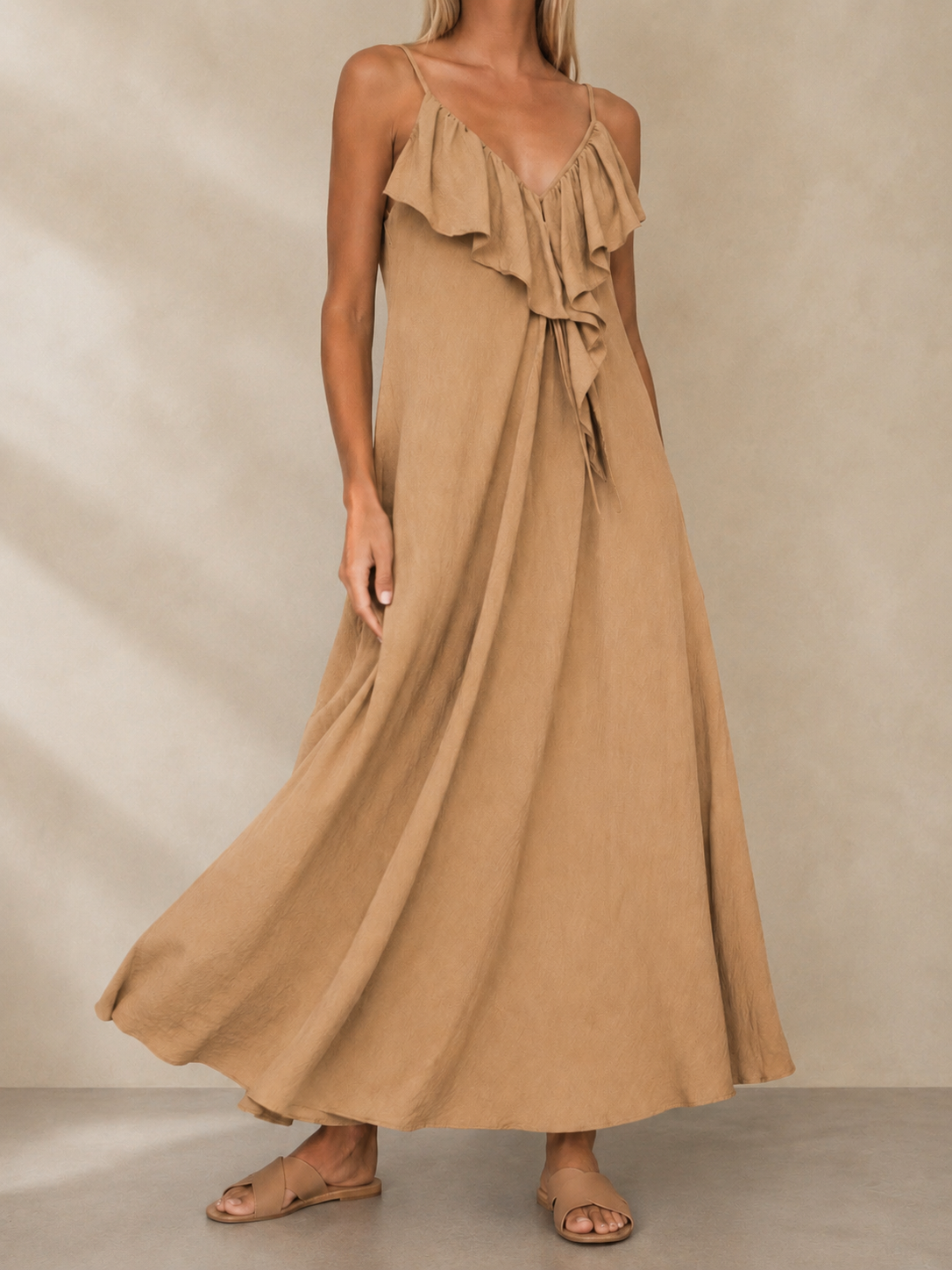 Robe longue à volants