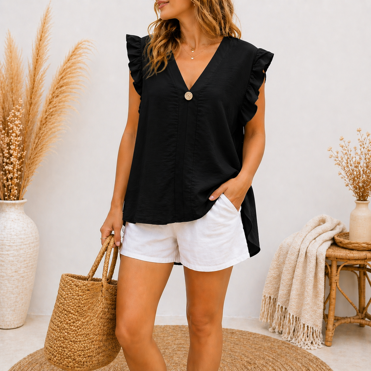Blouse ample à volants