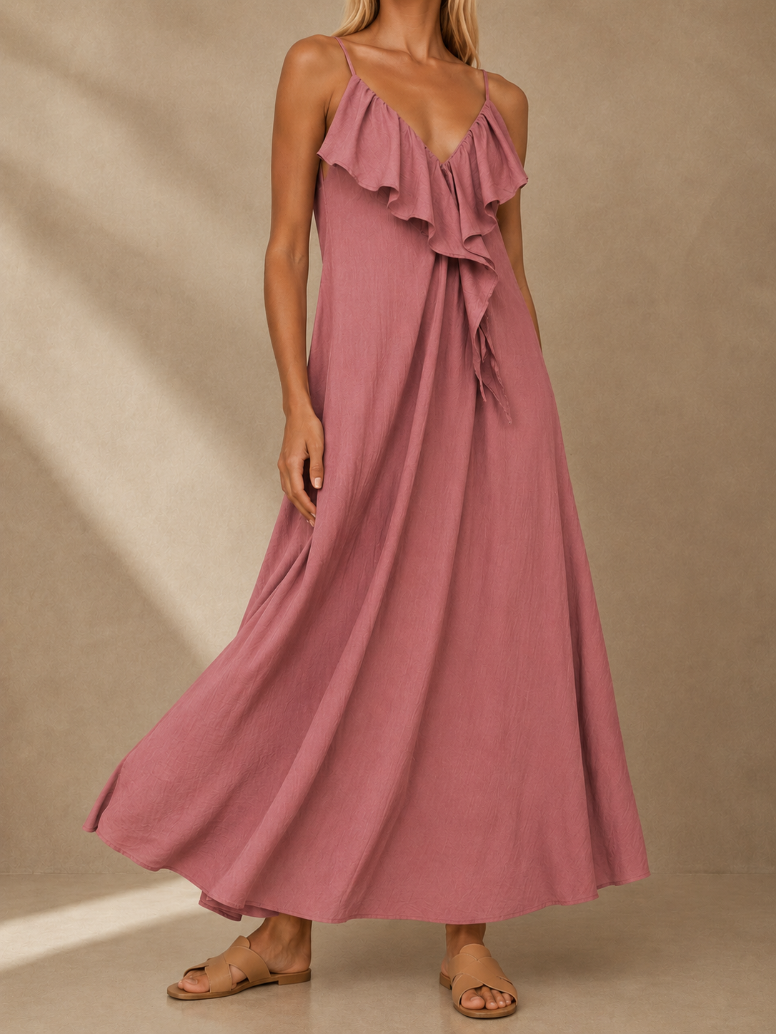 Robe longue à volants