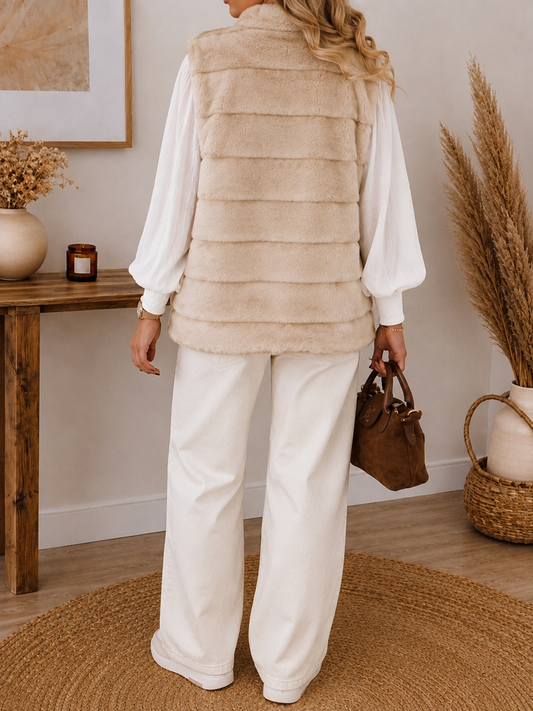 Gilet sans manches effet fourrure