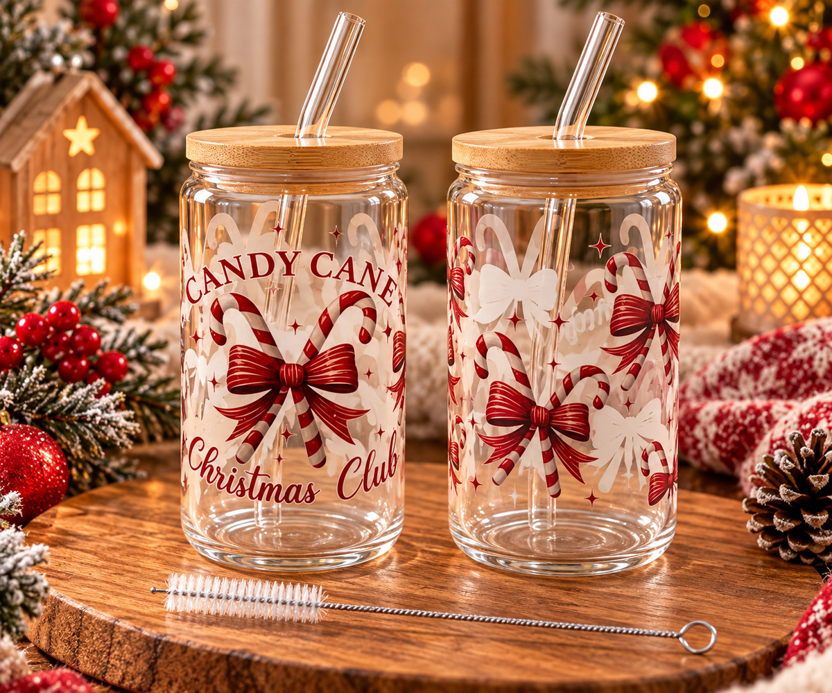 Verre canette « Candy Cane de Noël »