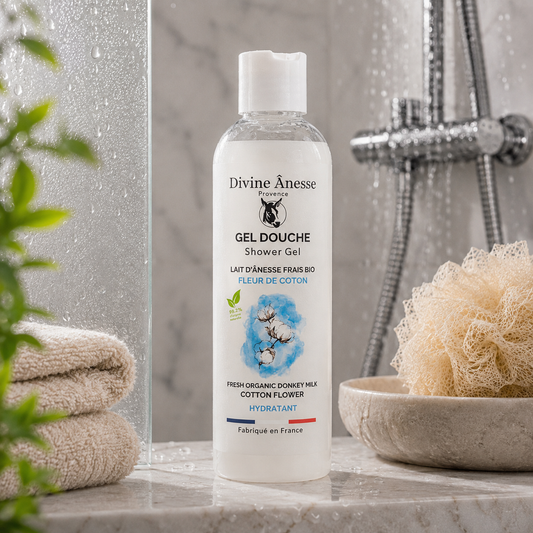 Gel douche au lait d'ânesse frais et fleur de coton