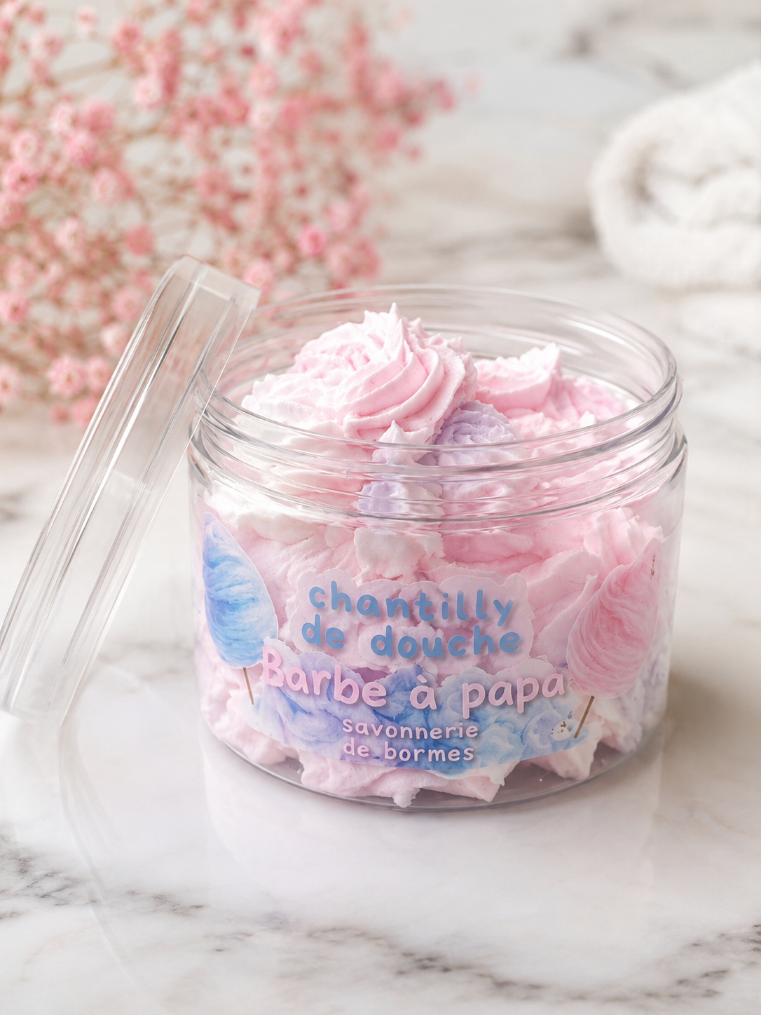 Chantilly de douche – Barbe à papa