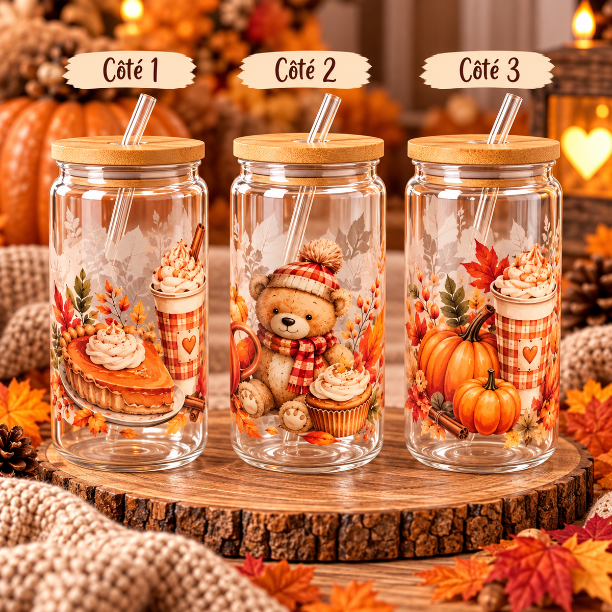 Verre Canette – Ourson et Douceurs d’Automne