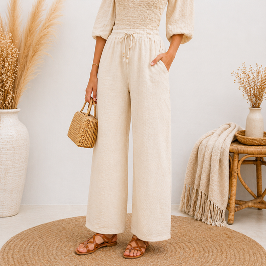 Pantalon large en gaze de coton