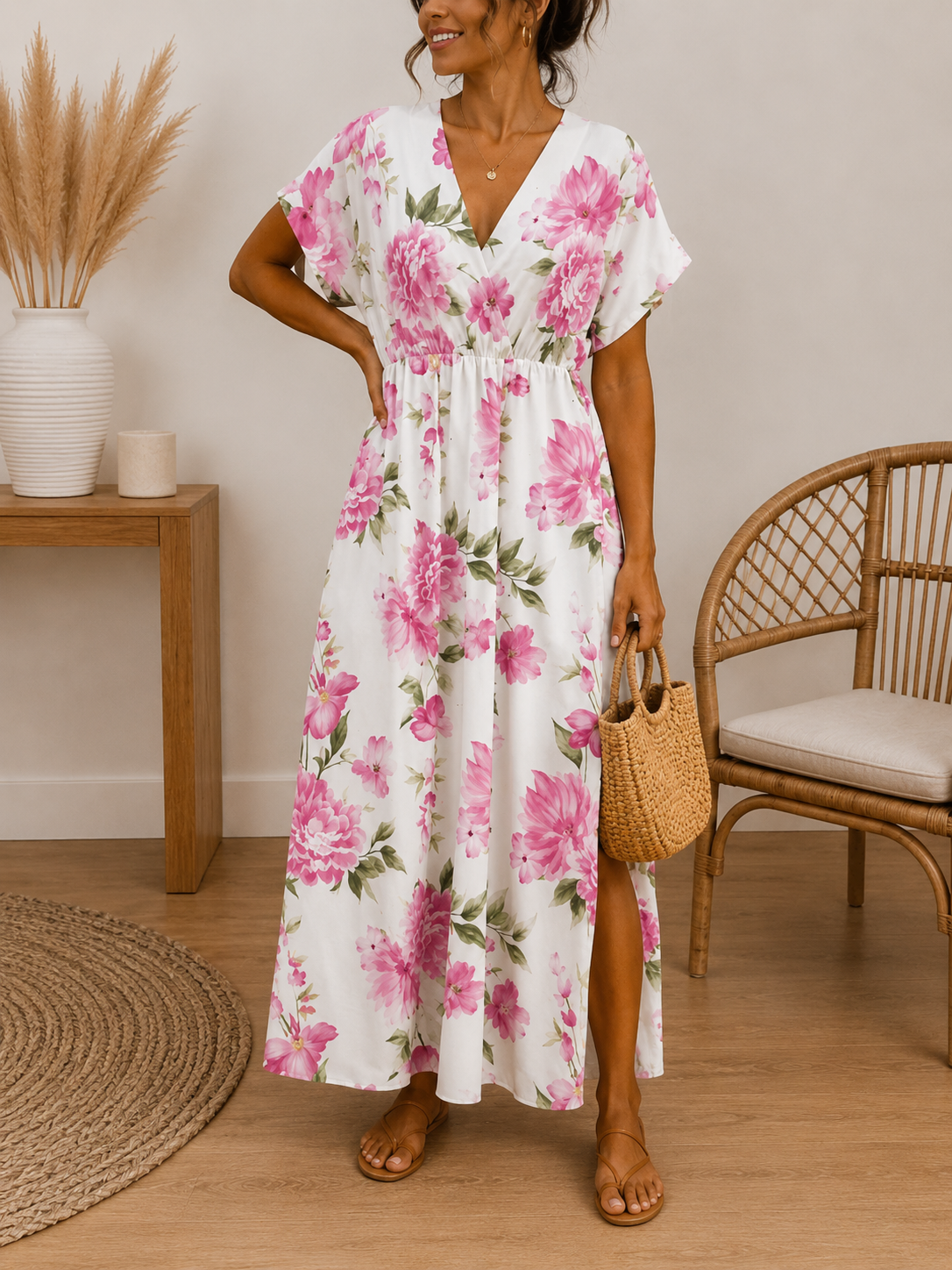 Robe longue à motifs