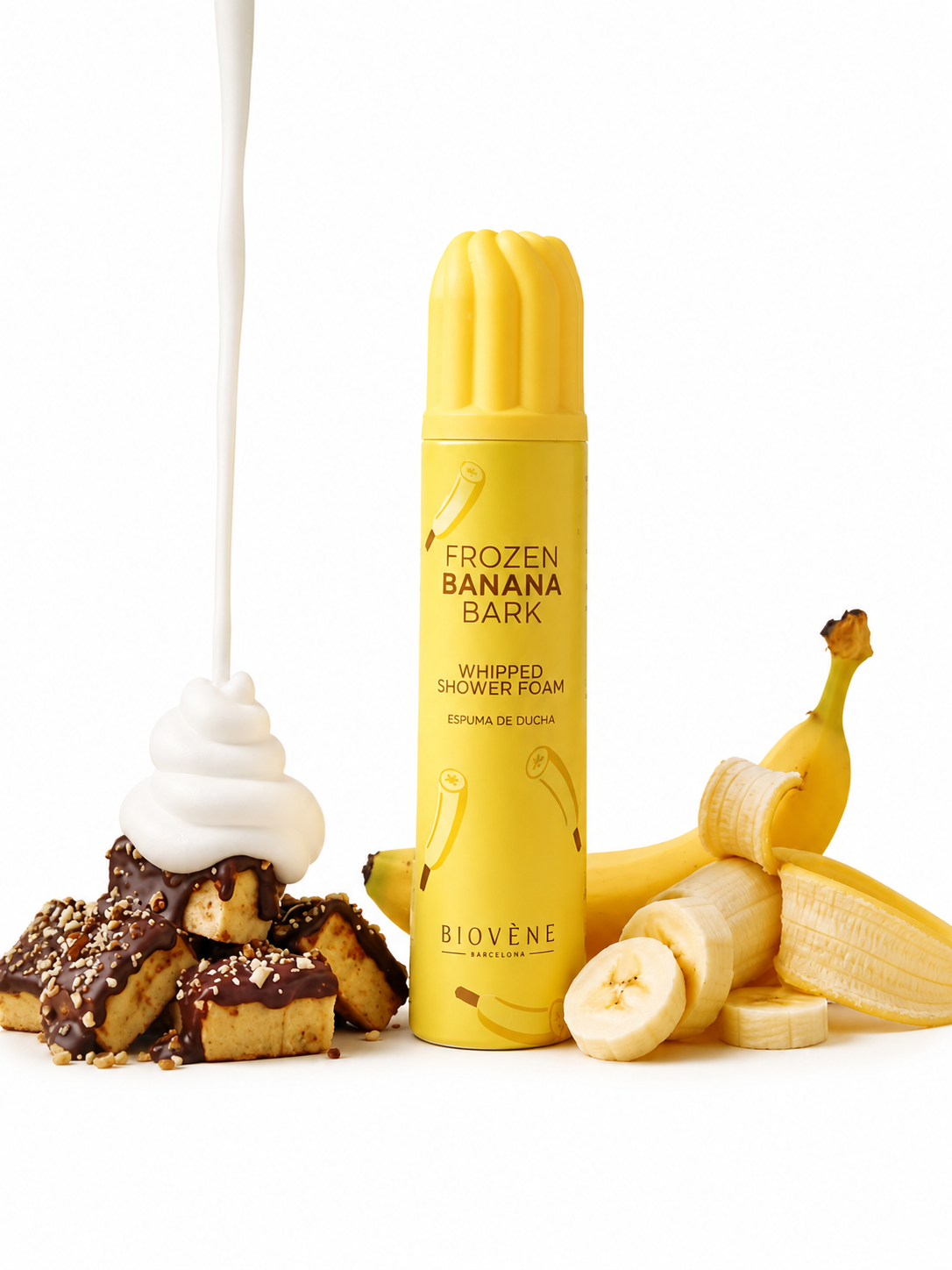 mousse de douche fouettée Biovène Frozen Banana Bark.