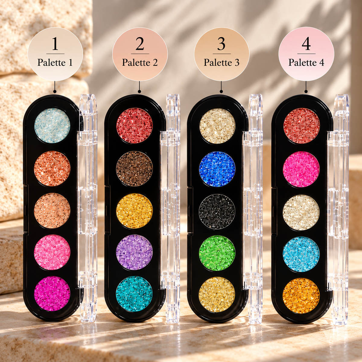 Palette de fards pailletés