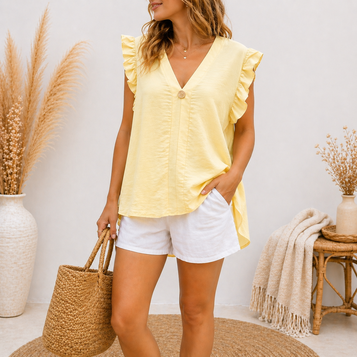 Blouse ample à volants
