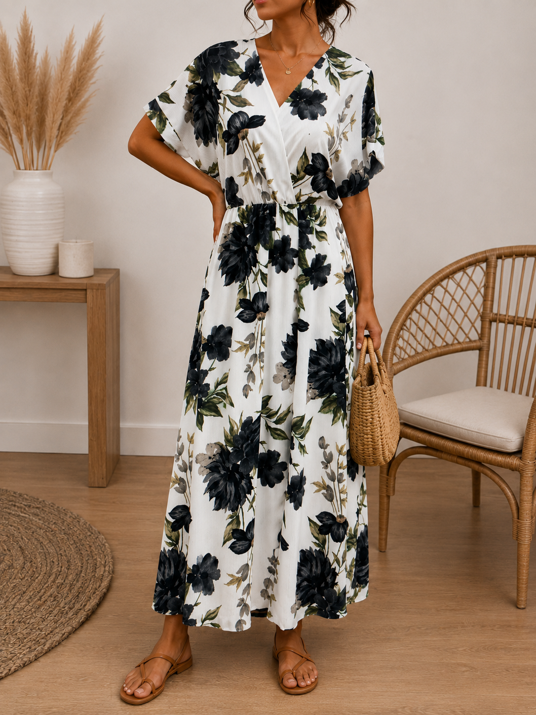 Robe longue à motifs