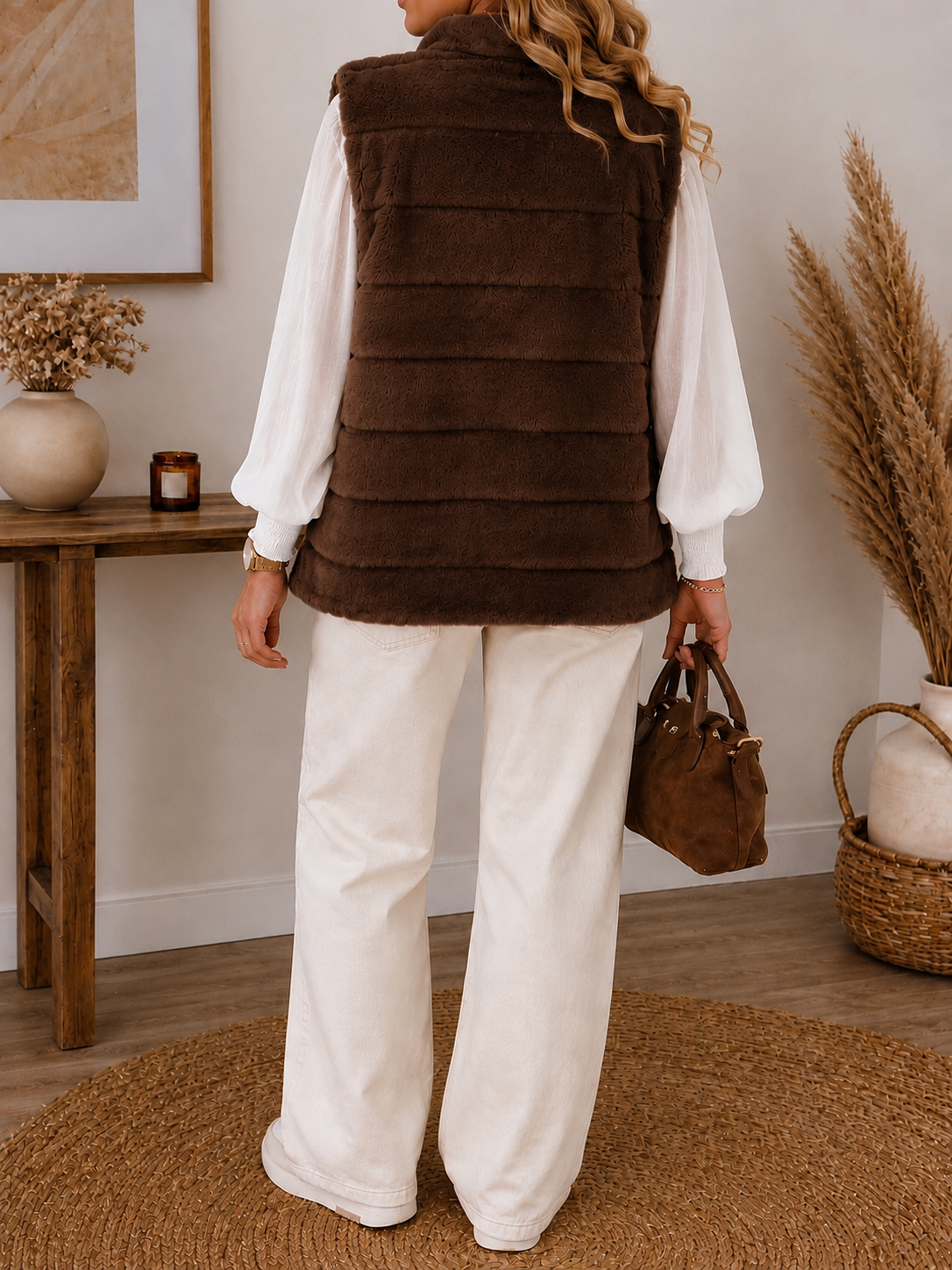 Gilet sans manches effet fourrure