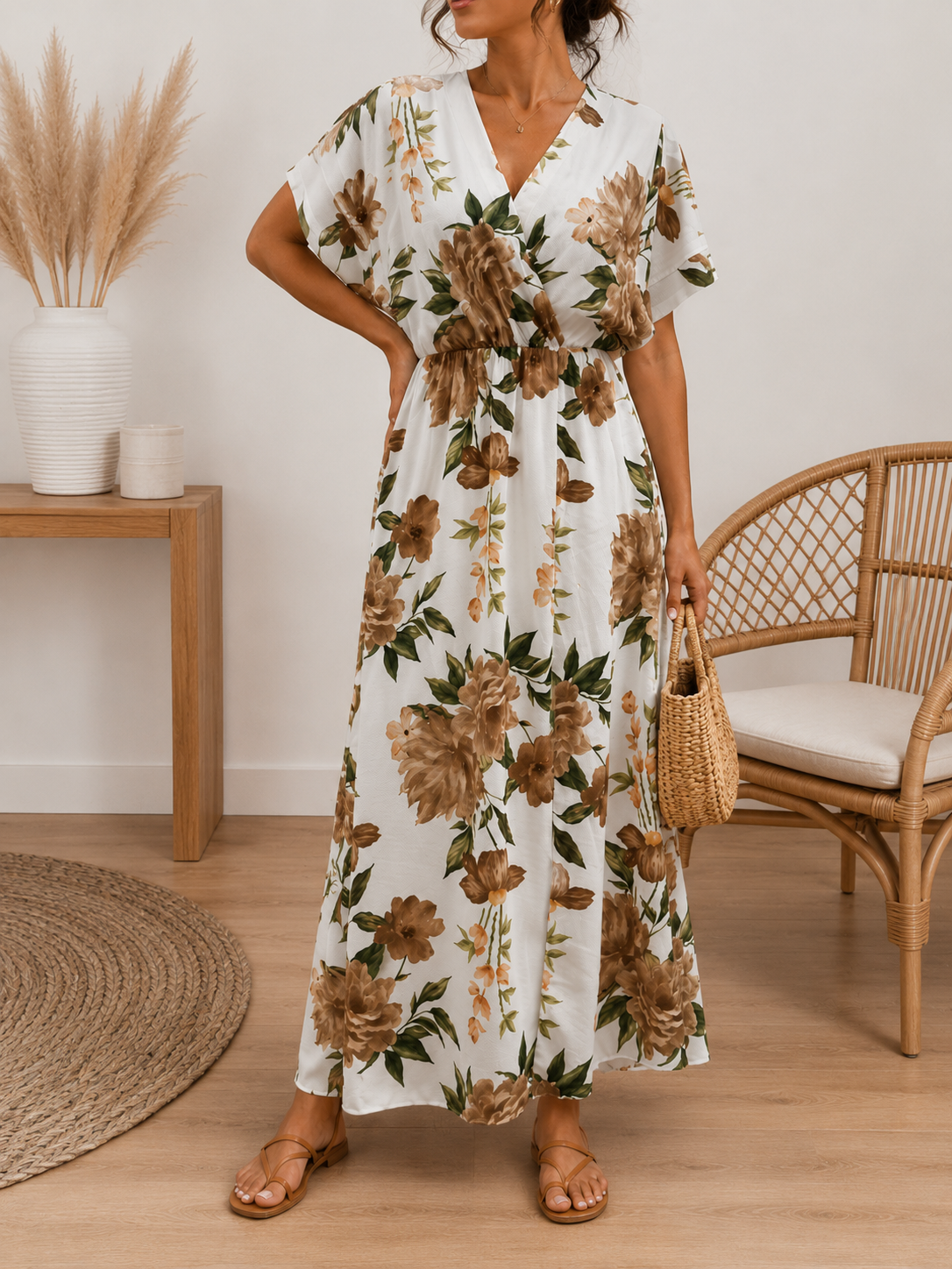 Robe longue à motifs