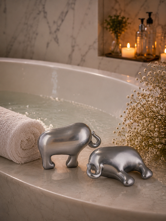 Lot de deux perle de bain elephant gris parfum coco